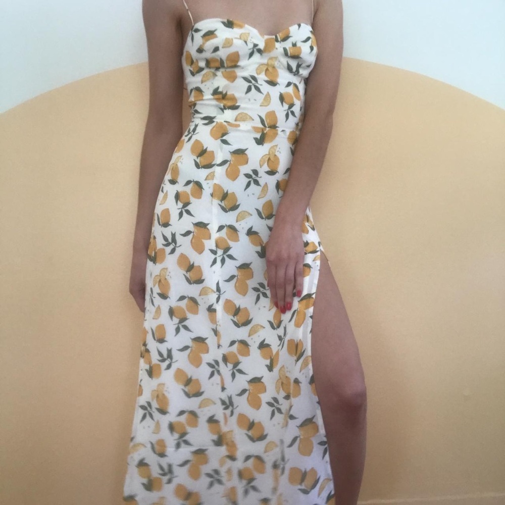 Reformation Juliette Lemon Midi Dress